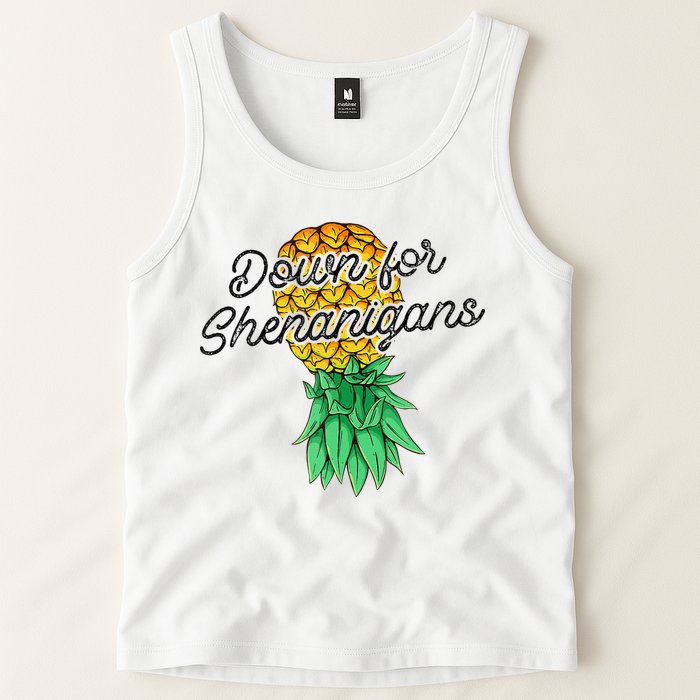 Upside Down Pineapple Down For Shenanigans Funny Swinger Tank Top
