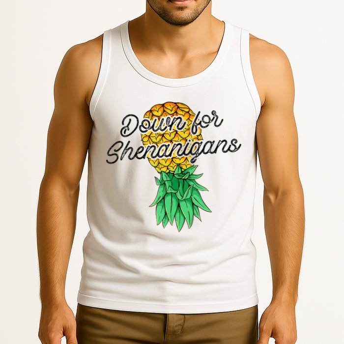 Upside Down Pineapple Down For Shenanigans Funny Swinger Tank Top