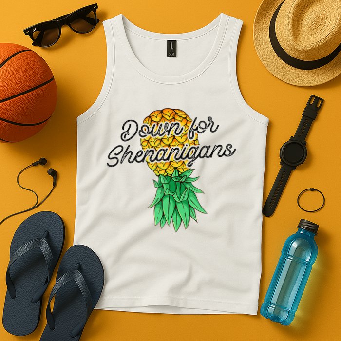 Upside Down Pineapple Down For Shenanigans Funny Swinger Tank Top