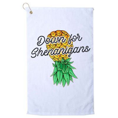 Upside Down Pineapple Down For Shenanigans Funny Swinger Golf Towel