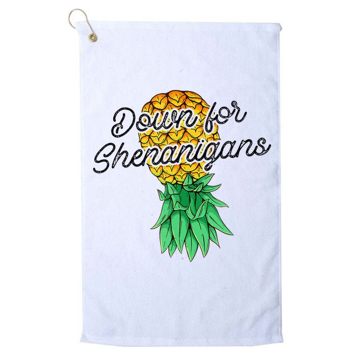 Upside Down Pineapple Down For Shenanigans Funny Swinger Golf Towel