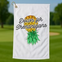 Upside Down Pineapple Down For Shenanigans Funny Swinger Golf Towel