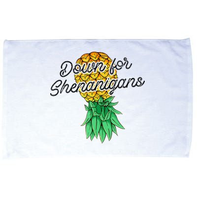 Upside Down Pineapple Down For Shenanigans Funny Swinger Microfiber Hand Towel