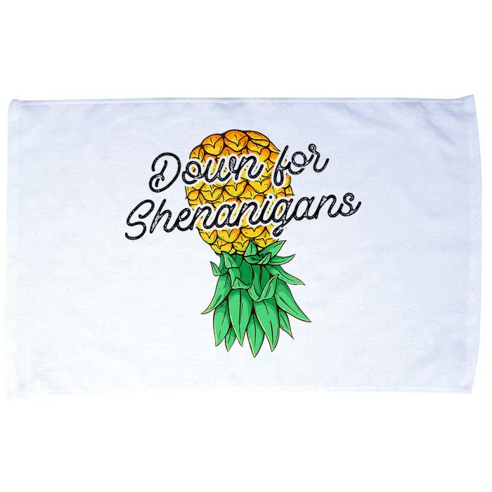 Upside Down Pineapple Down For Shenanigans Funny Swinger Microfiber Hand Towel