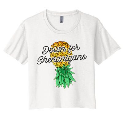 Upside Down Pineapple Down For Shenanigans Funny Swinger Crop Top