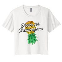 Upside Down Pineapple Down For Shenanigans Funny Swinger Crop Top