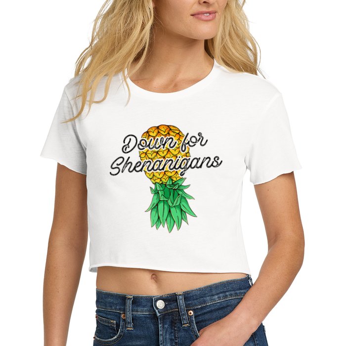 Upside Down Pineapple Down For Shenanigans Funny Swinger Crop Top