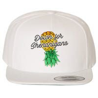 Upside Down Pineapple Down For Shenanigans Funny Swinger Wool Snapback Cap