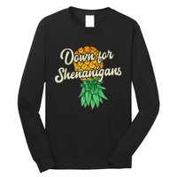 Upside Down Pineapple Down For Shenanigans Funny Swinger Long Sleeve Shirt