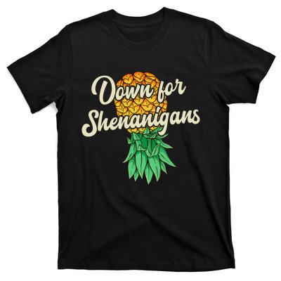 Upside Down Pineapple Down For Shenanigans Funny Swinger T-Shirt