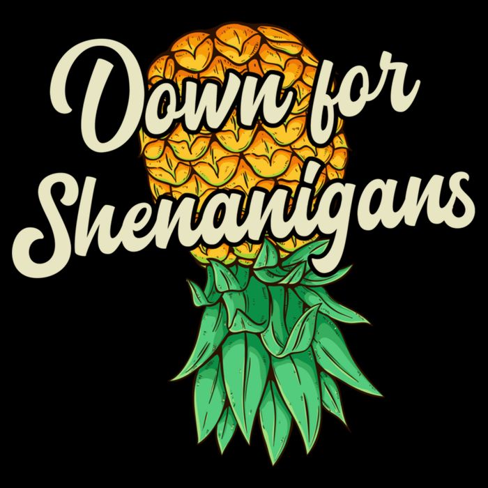 Upside Down Pineapple Down For Shenanigans Funny Swinger Flat Bill Trucker Hat