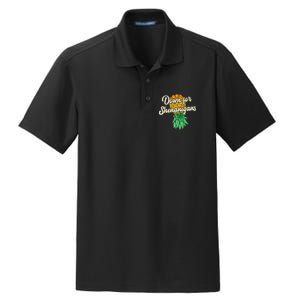 Upside Down Pineapple Down For Shenanigans Funny Swinger Dry Zone Grid Polo