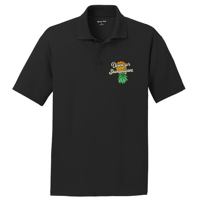 Upside Down Pineapple Down For Shenanigans Funny Swinger PosiCharge RacerMesh Polo