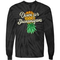 Upside Down Pineapple Down For Shenanigans Funny Swinger Tie-Dye Long Sleeve Shirt