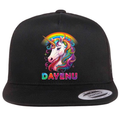 Unicorn Dayenu Passover Matzah Four Cups Flat Bill Trucker Hat