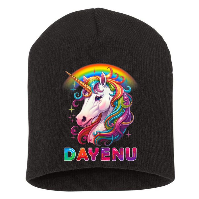 Unicorn Dayenu Passover Matzah Four Cups Short Acrylic Beanie