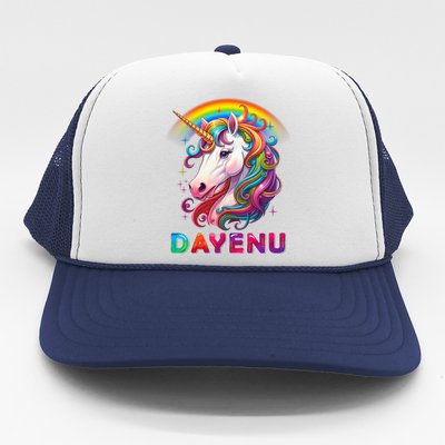 Unicorn Dayenu Passover Matzah Four Cups Trucker Hat