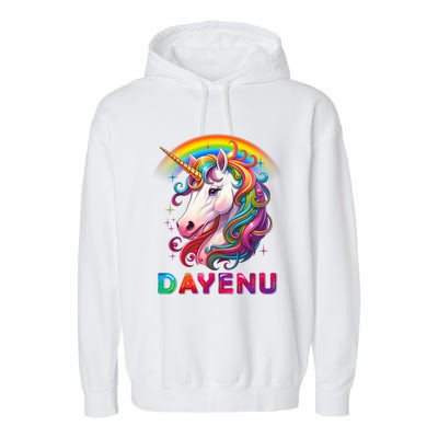 Unicorn Dayenu Passover Matzah Four Cups Garment-Dyed Fleece Hoodie