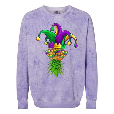 Upside Down Pineapple Mask Mardi Gras Colorblast Crewneck Sweatshirt