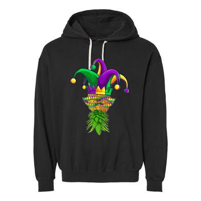 Upside Down Pineapple Mask Mardi Gras Garment-Dyed Fleece Hoodie