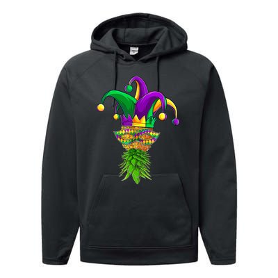 Upside Down Pineapple Mask Mardi Gras Performance Fleece Hoodie