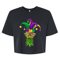 Upside Down Pineapple Mask Mardi Gras Bella+Canvas Jersey Crop Tee