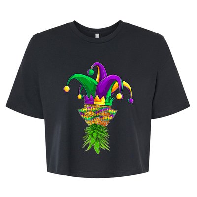 Upside Down Pineapple Mask Mardi Gras Bella+Canvas Jersey Crop Tee