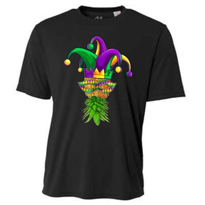 Upside Down Pineapple Mask Mardi Gras Cooling Performance Crew T-Shirt