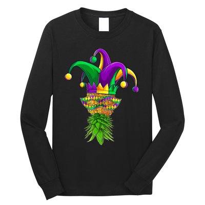 Upside Down Pineapple Mask Mardi Gras Long Sleeve Shirt