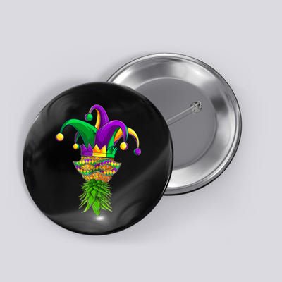 Upside Down Pineapple Mask Mardi Gras Button