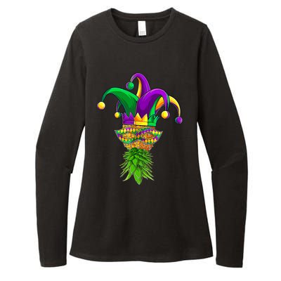 Upside Down Pineapple Mask Mardi Gras Womens CVC Long Sleeve Shirt