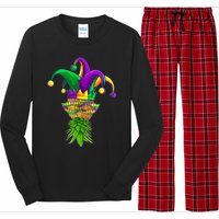 Upside Down Pineapple Mask Mardi Gras Long Sleeve Pajama Set