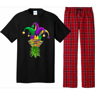 Upside Down Pineapple Mask Mardi Gras Pajama Set