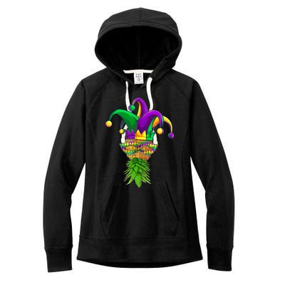 Upside Down Pineapple Mask Mardi Gras Women's Fleece Hoodie