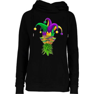 Upside Down Pineapple Mask Mardi Gras Womens Funnel Neck Pullover Hood