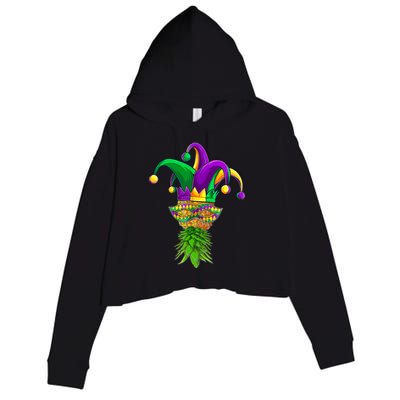 Upside Down Pineapple Mask Mardi Gras Crop Fleece Hoodie