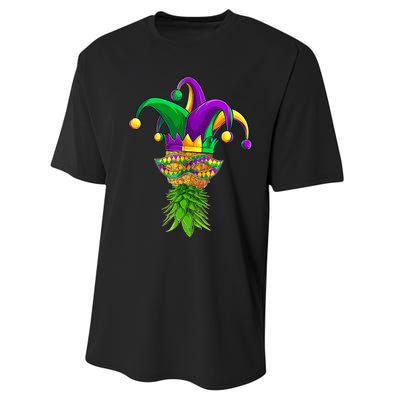 Upside Down Pineapple Mask Mardi Gras Performance Sprint T-Shirt