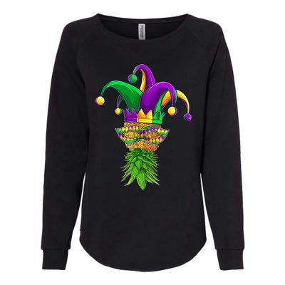 Upside Down Pineapple Mask Mardi Gras Womens California Wash Sweatshirt