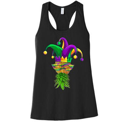 Upside Down Pineapple Mask Mardi Gras Women's Racerback Tank