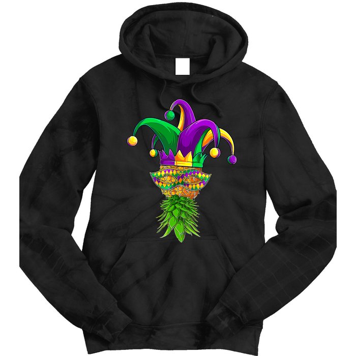 Upside Down Pineapple Mask Mardi Gras Tie Dye Hoodie