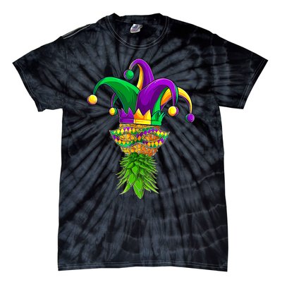 Upside Down Pineapple Mask Mardi Gras Tie-Dye T-Shirt