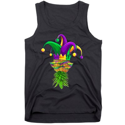 Upside Down Pineapple Mask Mardi Gras Tank Top