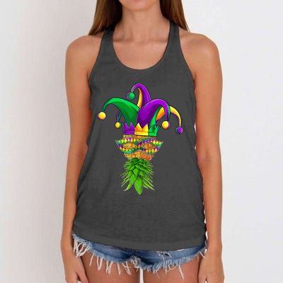 Upside Down Pineapple Mask Mardi Gras Women's Knotted Racerback Tank