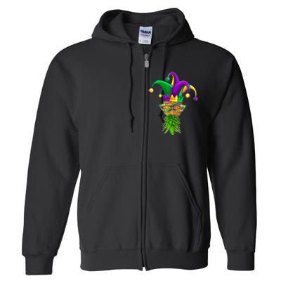 Upside Down Pineapple Mask Mardi Gras Full Zip Hoodie