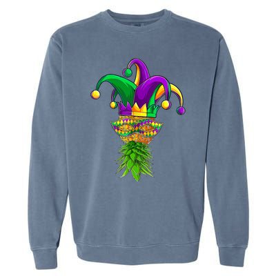 Upside Down Pineapple Mask Mardi Gras Garment-Dyed Sweatshirt