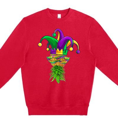 Upside Down Pineapple Mask Mardi Gras Premium Crewneck Sweatshirt