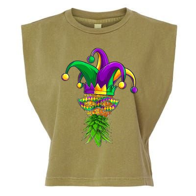 Upside Down Pineapple Mask Mardi Gras Garment-Dyed Women's Muscle Tee