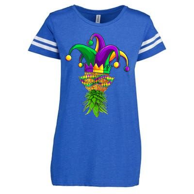 Upside Down Pineapple Mask Mardi Gras Enza Ladies Jersey Football T-Shirt