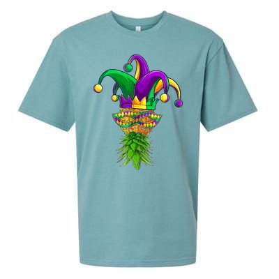 Upside Down Pineapple Mask Mardi Gras Sueded Cloud Jersey T-Shirt