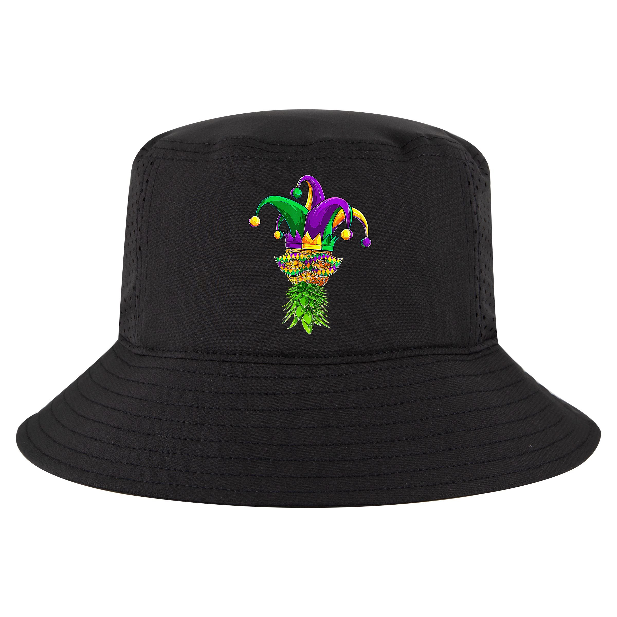 Upside Down Pineapple Mask Mardi Gras Cool Comfort Performance Bucket Hat